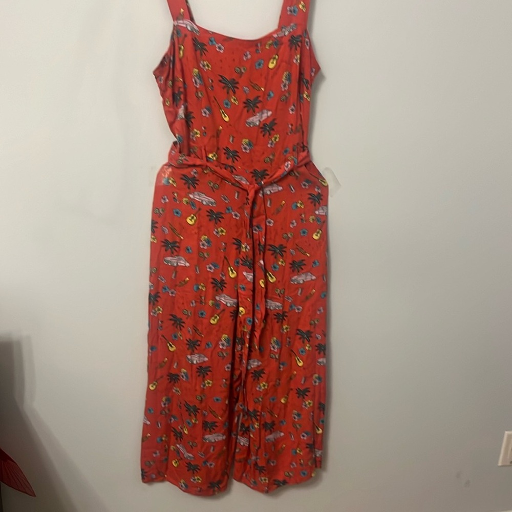 Sugarhill Brighton Vintage Jackie Havana Cropped Jumpsuit in Red Viscose Sz 10